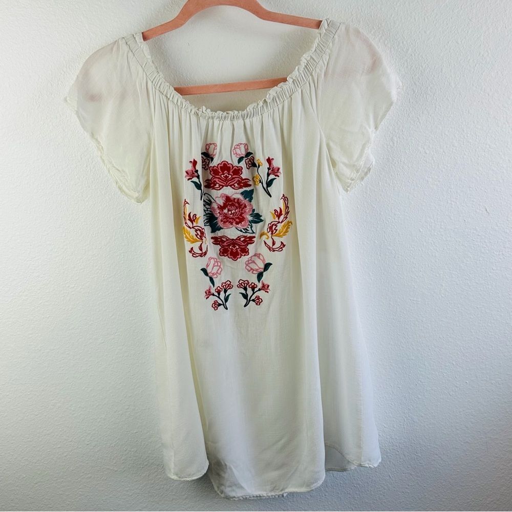 Flying Tomato Ivory Floral Embroidered Dress Size S